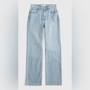 Abercrombie & Fitch Curve Love High Rise 90s Relaxed Raw Hem Jean